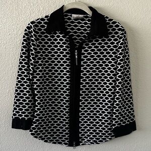 Joseph Ribkoff | Classy Chic B & W Pucker 2 Way Zip 3/4 Sleeves Jacket Size 6